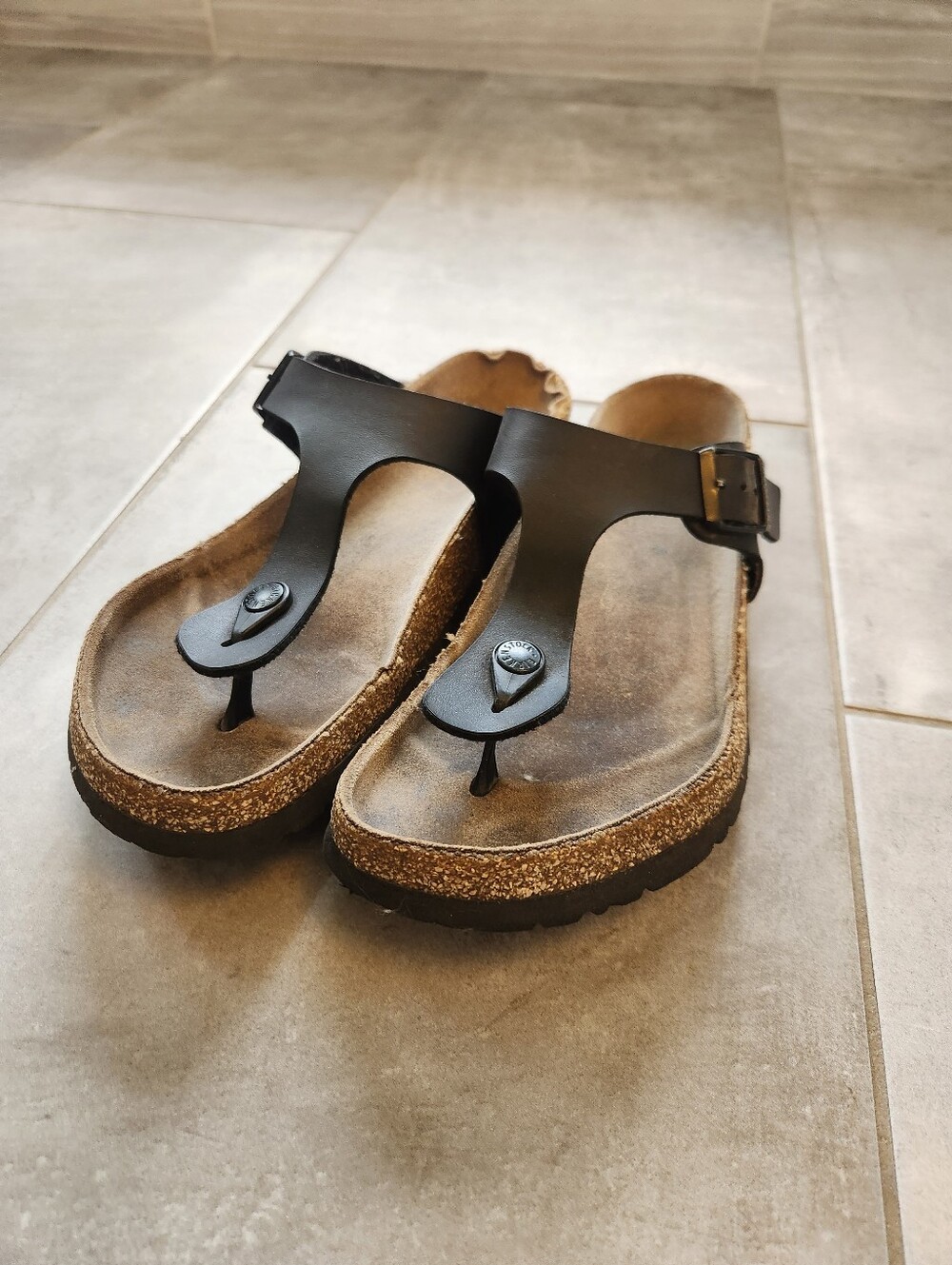 Birkenstock Narrow Version Black Thong Gizeh Sandals Approximate Size 9.5 US